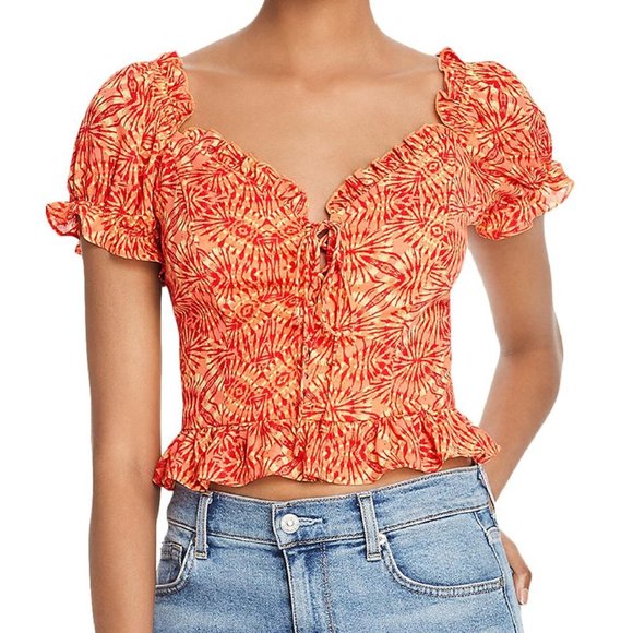 Aqua Tops - Aqua Lace Up Crop Top Size Small